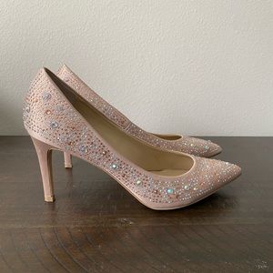 Sparkly, Nude special occasion pageant heel.